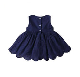 Alissa Scallop Edge Dress - Navy Blue.